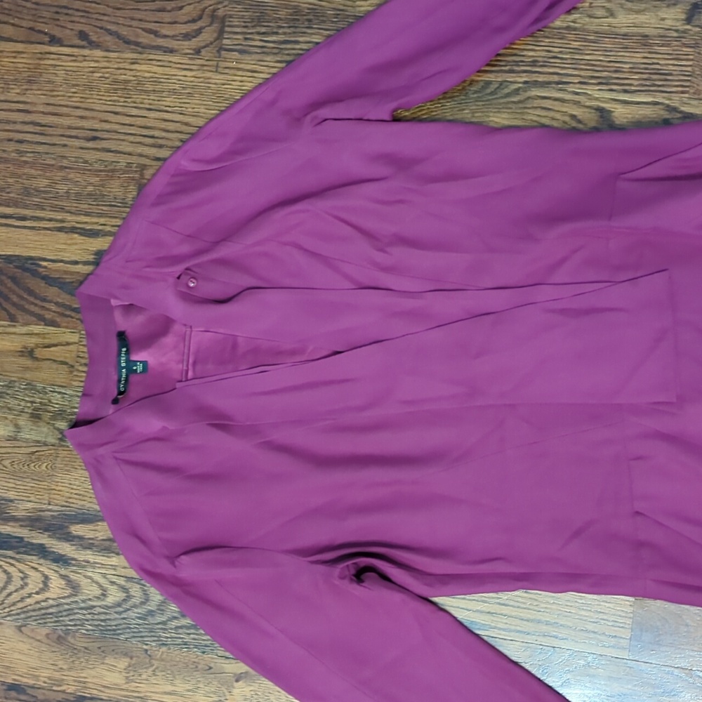 Cynthia Steffe Plum Long Sleeve Silk Tunic Dress - Picture 3 of 3